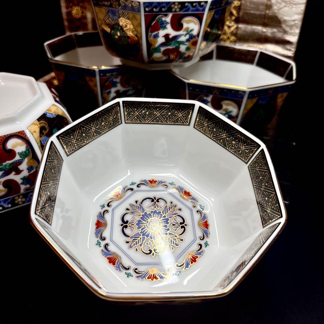 【廃番希少】 第一陶器 翔山窯 室町 金襴手 八角 銘々鉢 セット 金彩 色絵