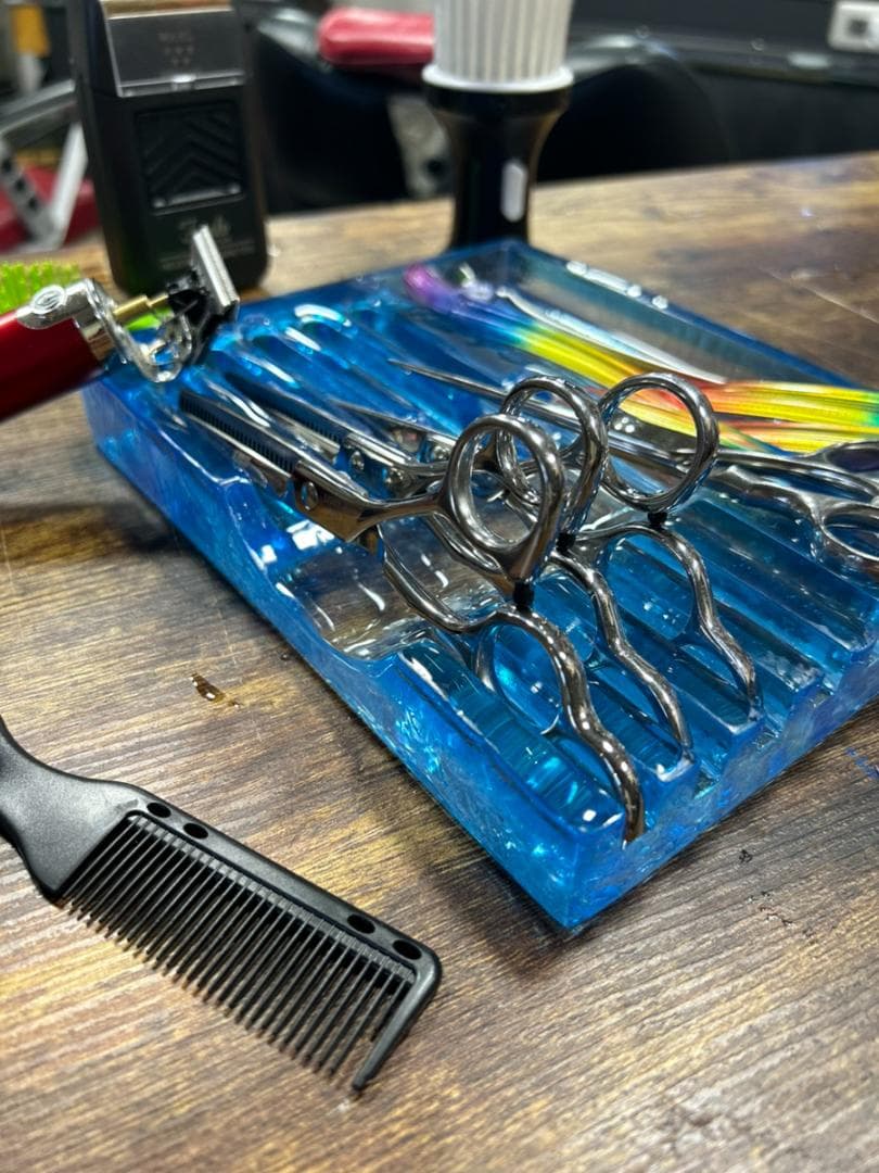 BARBER　barbershop　シザーケース　シザースタンド　レジン