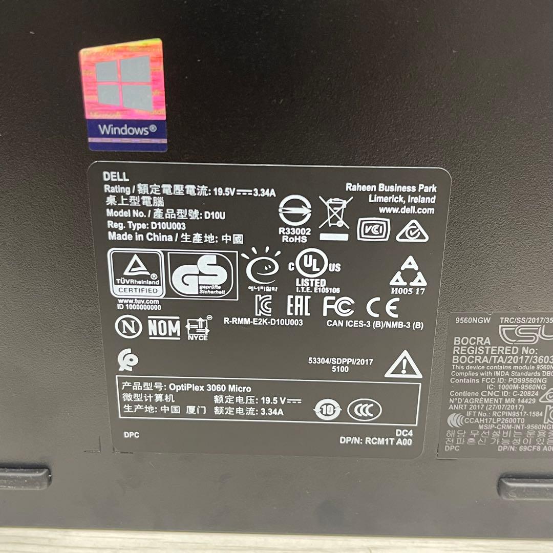 デルOptiPlex 3060 Micro Celeron G4900T 8GB