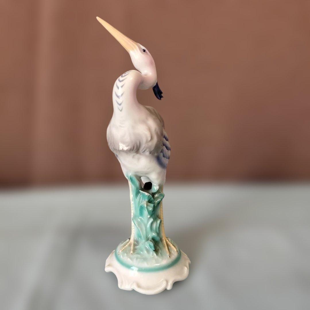 チェコスロバキア/シュラーゲン ヴァルト陶製置物2点 (アオサギとゴルファー)