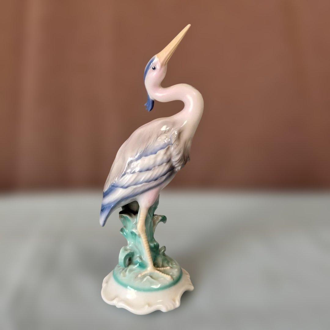 チェコスロバキア/シュラーゲン ヴァルト陶製置物2点 (アオサギとゴルファー)