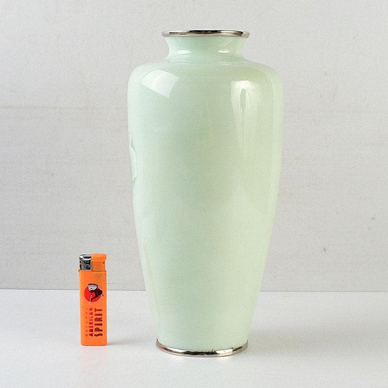 茶道具　七宝焼　薄緑釉　胡蝶蘭図　花器　共箱　Z　9750D