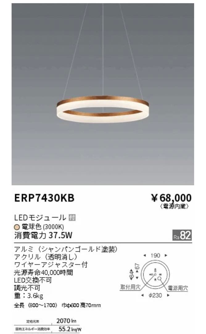 【モデルルーム新品同様】遠藤照明 ペンダントライト　ERP7430KB