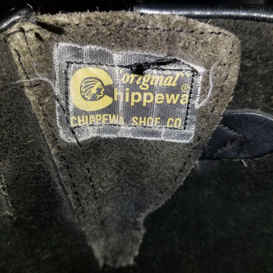 美品 80s　CHIPPEWA　エンジニア　リングブーツ　黒プリントタグ　28