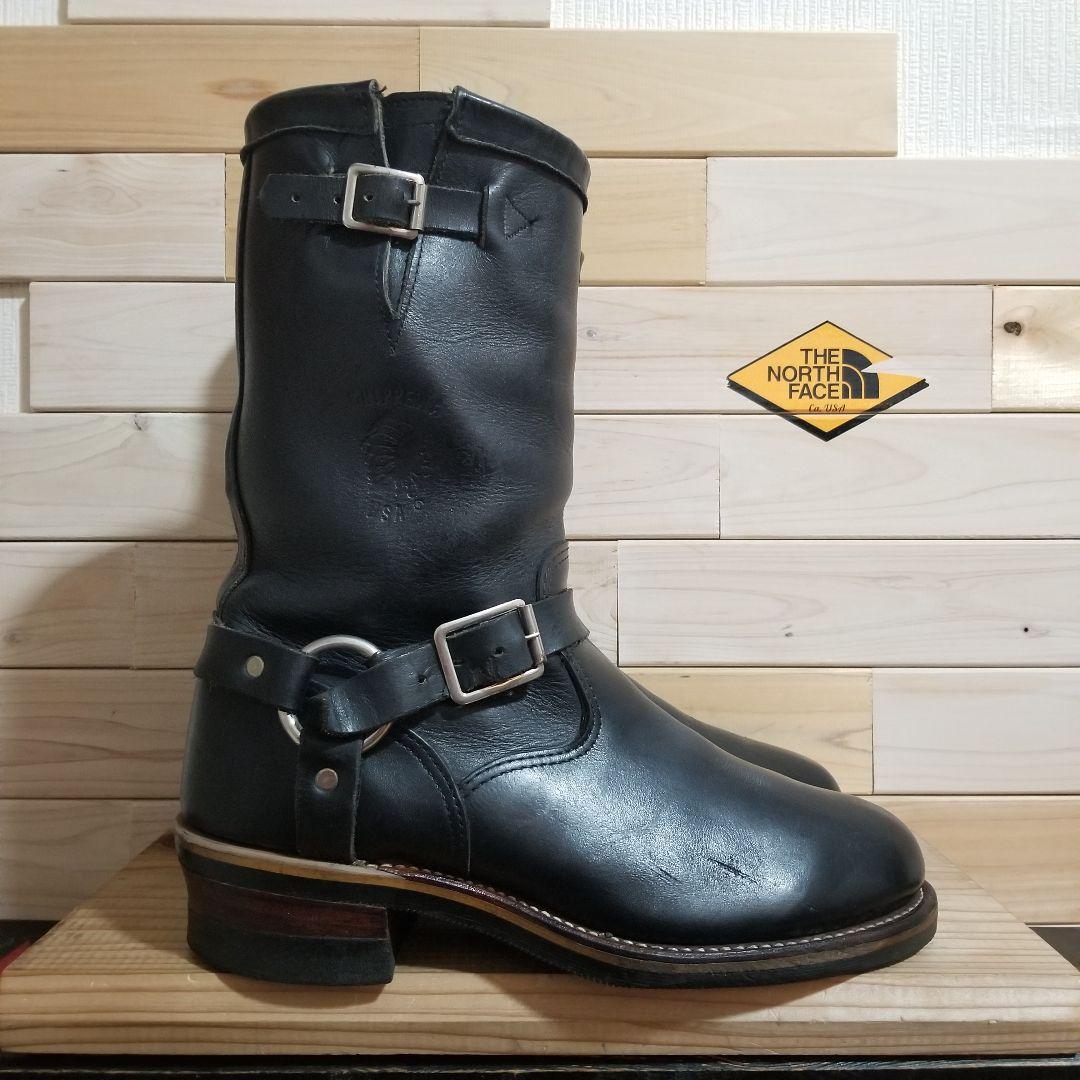 美品 80s　CHIPPEWA　エンジニア　リングブーツ　黒プリントタグ　28