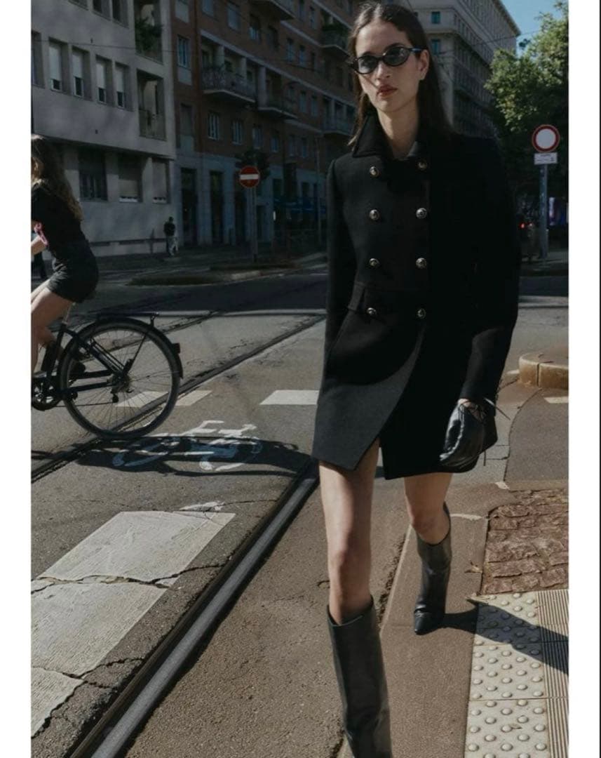 ZARA ウール混紡ショート丈ダブルブレストコート XS 新品タグつき