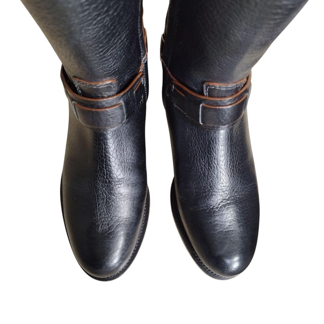 【美品】定価8.3万 トリーバーチ ロングブーツ 黒 レザー ロゴ 23cm