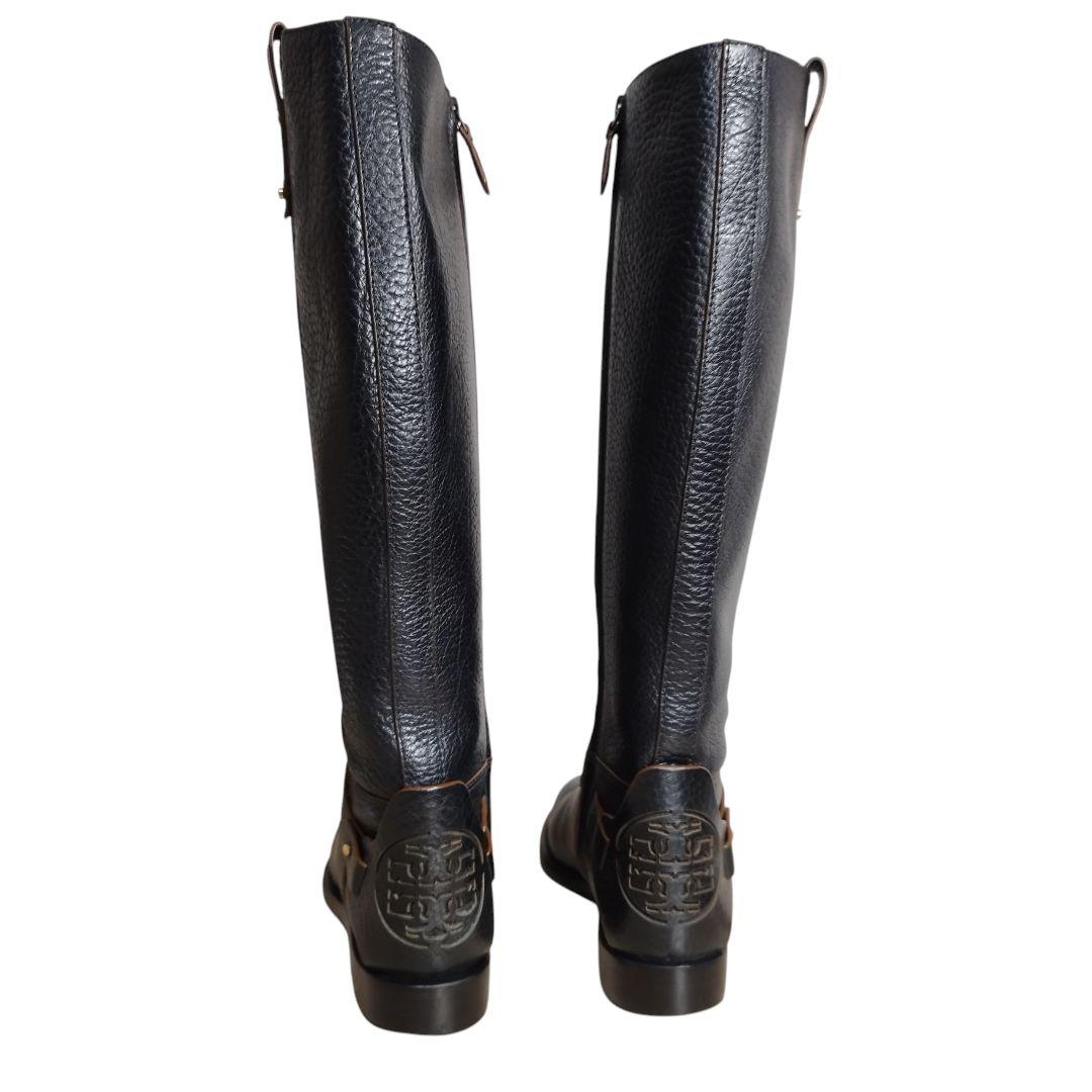 【美品】定価8.3万 トリーバーチ ロングブーツ 黒 レザー ロゴ 23cm