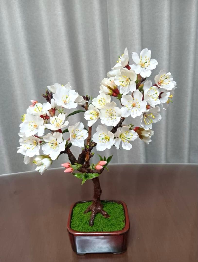 クラフト盆栽 ソメイヨシノ 桜盆栽 造花 ハンドメイド