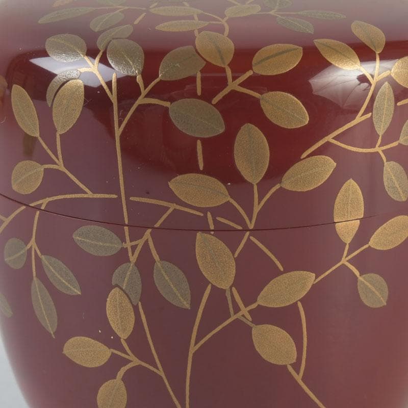 茶道具　朱塗　花草蒔絵　棗　時代箱付　V　9692