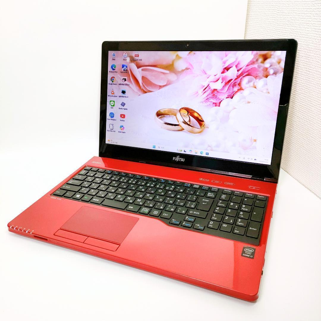 Corei7✨️Windows11/SSD/カメラ付き赤ノートパソコン/富士通