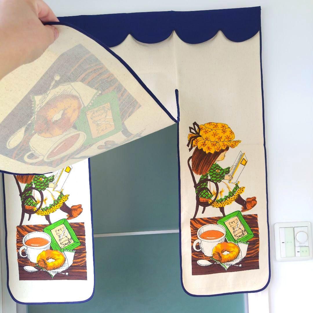 未使用極美品です！昭和レトロ当時物 コットンのれん メルヘンイラスト