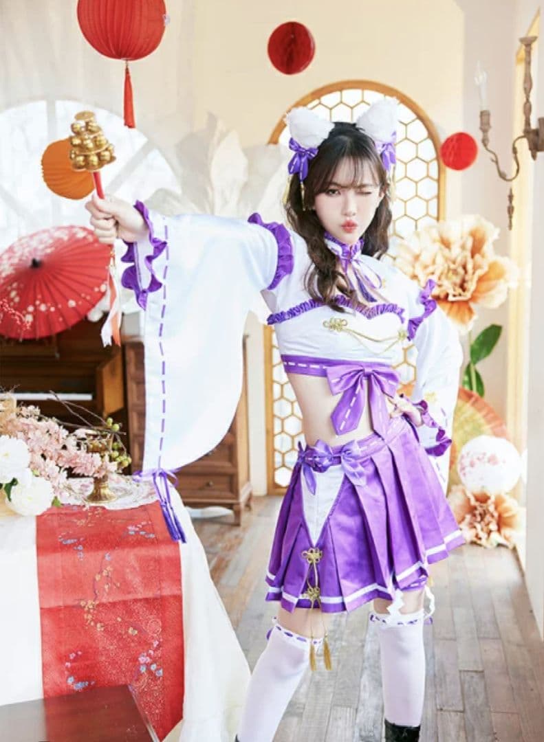 新品♡マリームーン Malymoon フリル巫女キャットセットアップ パープル
