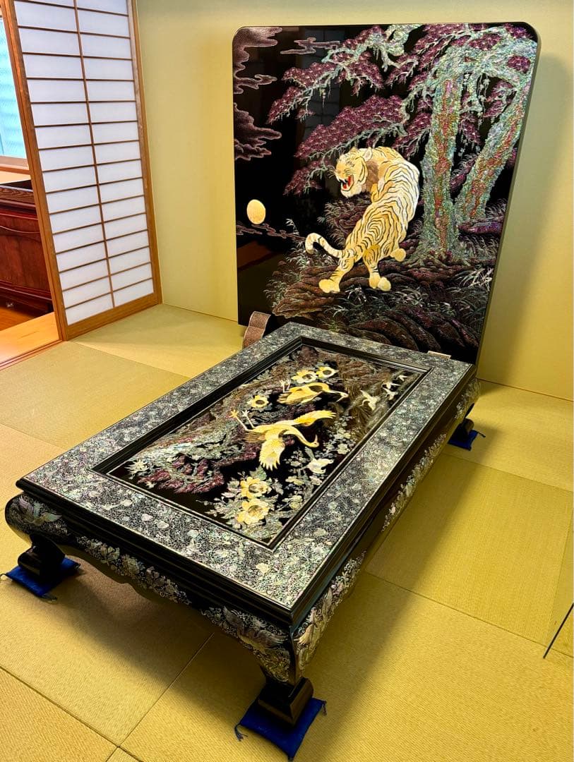 SUMO 公式アカウント03 鄭鐘基作 最高級螺鈿座敷机 松鶴紋 座卓