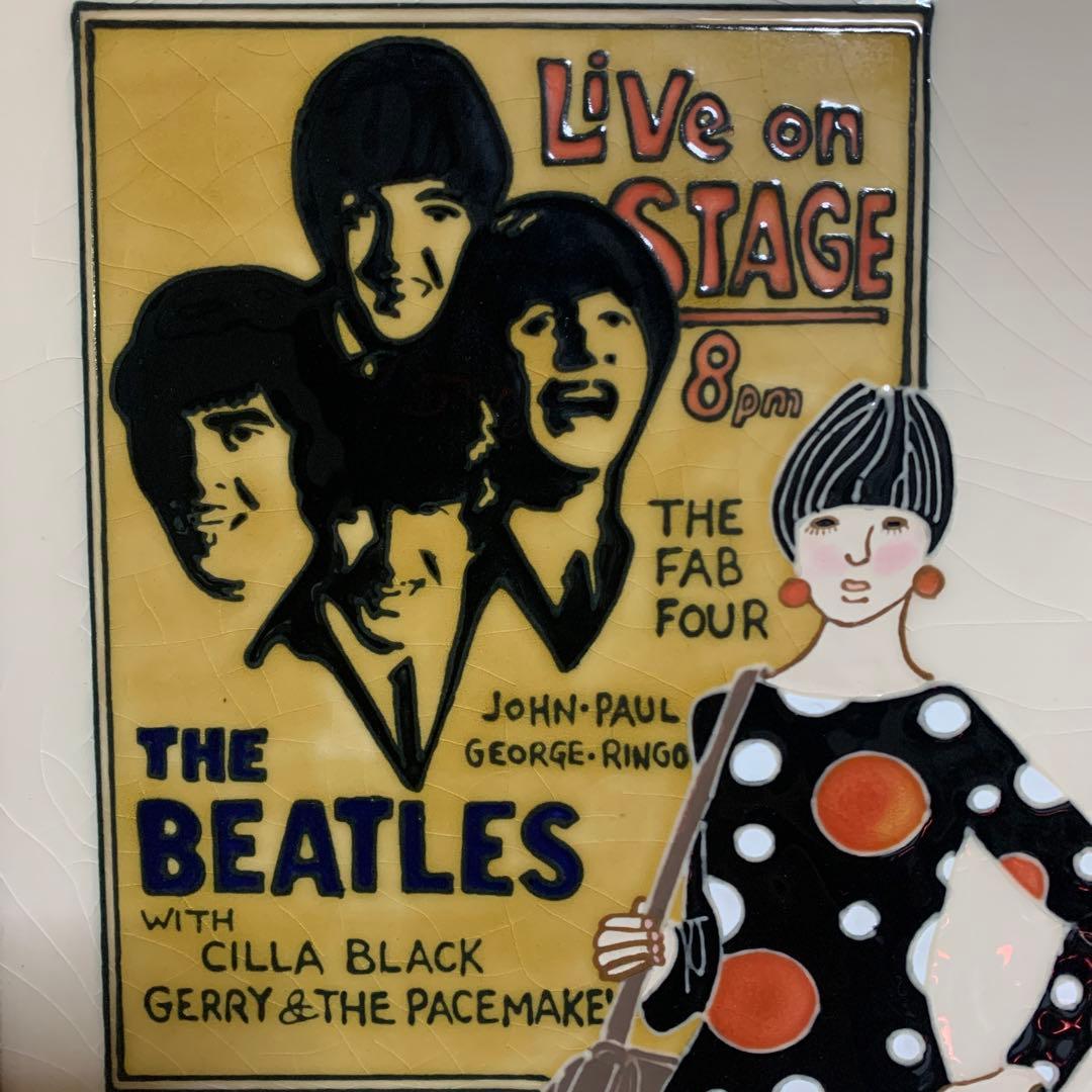 マジョリカ　タイル絵画　ビートルズ