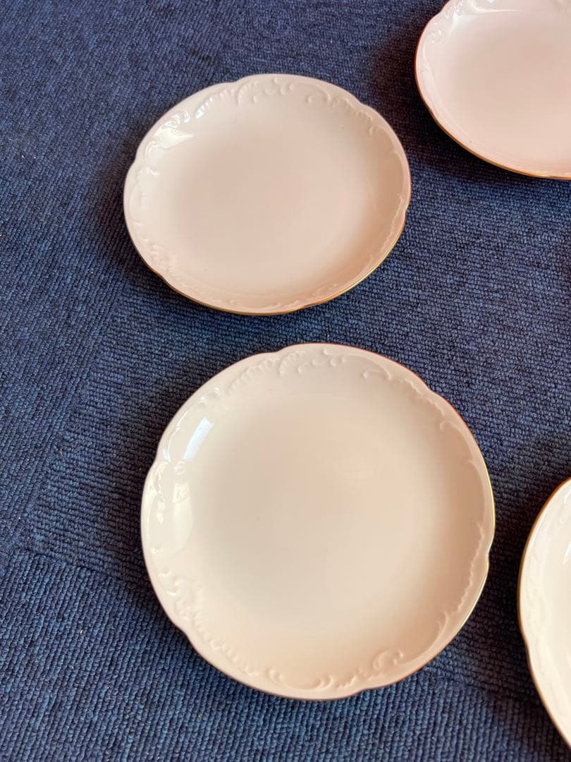 906 大倉陶園　白磁　皿　5客　高級　金彩　未使用