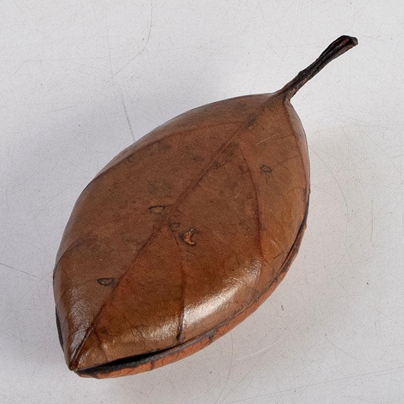 茶道具　塗師　新井宗賀作　乾漆　柿の葉香合　共箱　V　8833