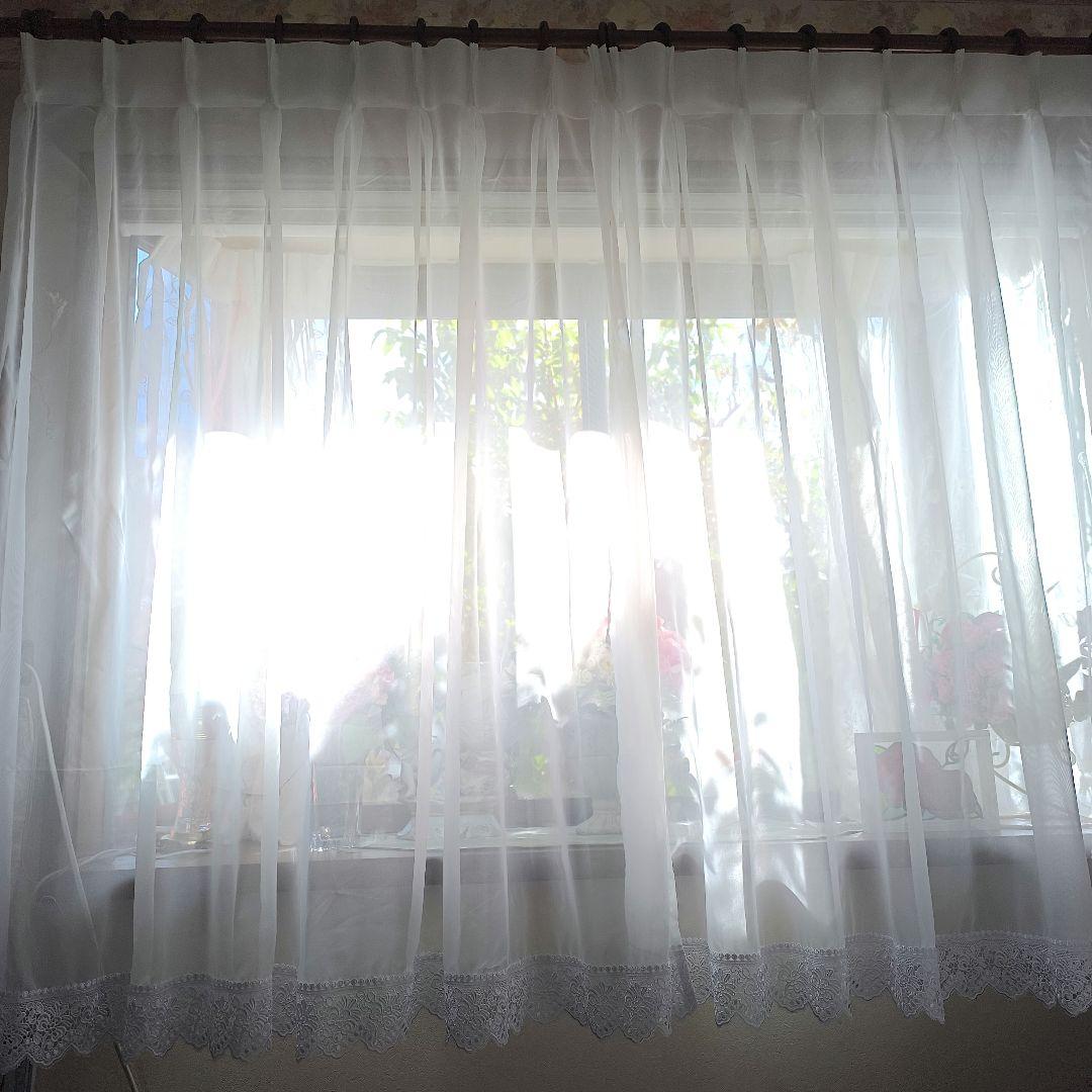 カフェカーテン【sherry様オーダー品　ボイル＆ケミカルレース】ハンドメイド