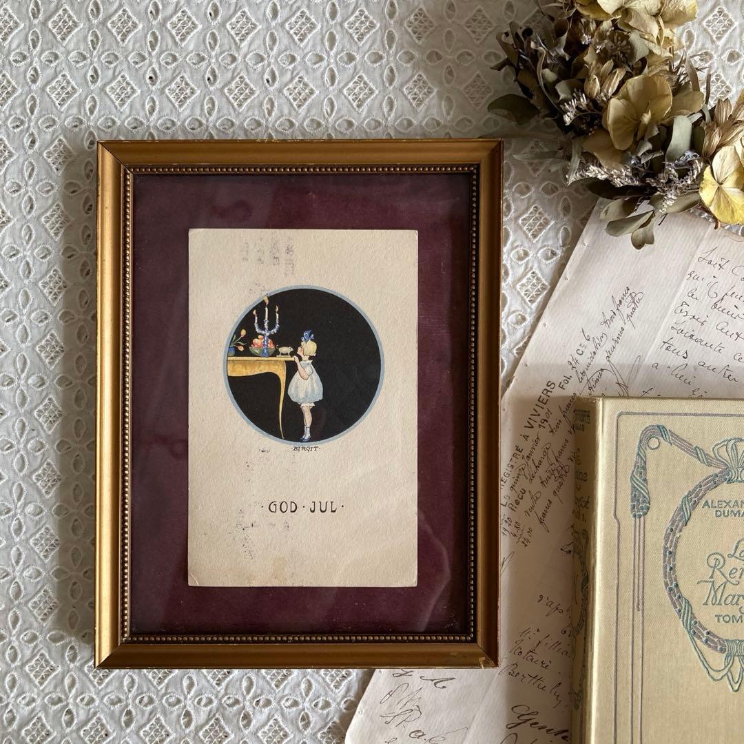 アンティークフレームD★1920年代超希少なBIRGITのアンティークカード入り