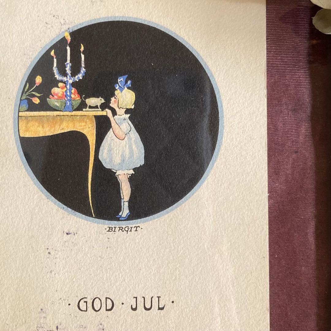 アンティークフレームD★1920年代超希少なBIRGITのアンティークカード入り