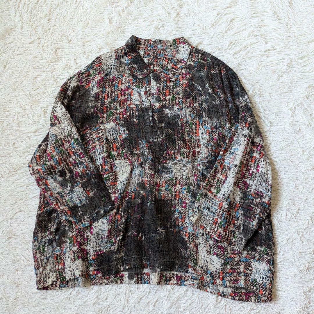 宝島染工　SIWA プルオーバーシャツ　Blink 草木　墨　斑染　Free