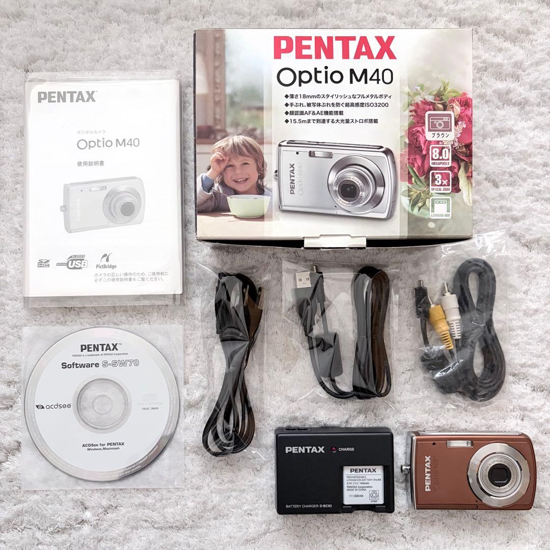 【動作品】PENTAX ペンタックス Optio M40 レトロコンデジ 茶色