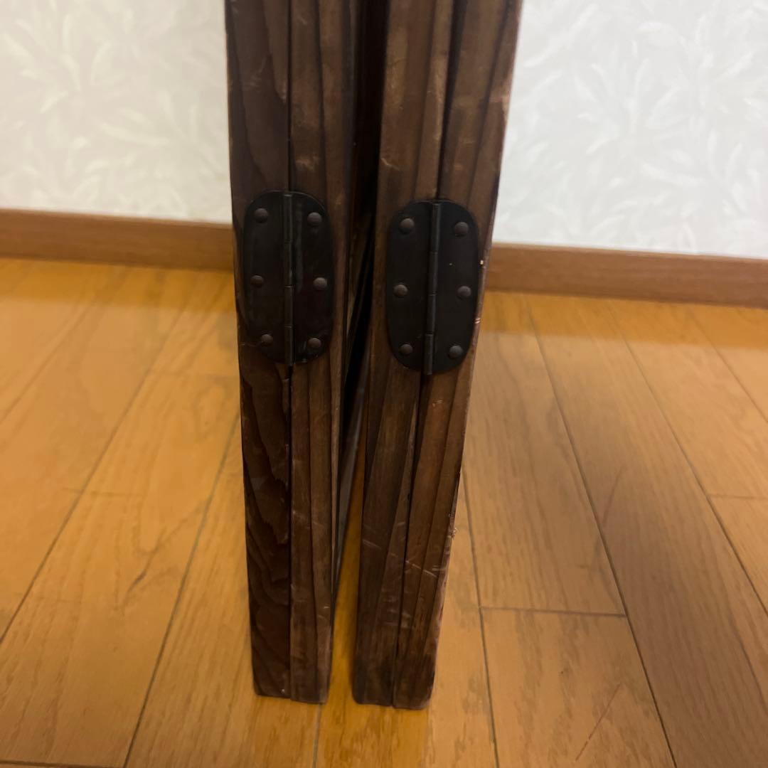 キッシー竹簾屏風衝立目隠し4連間仕切 透かし彫り古民家古道具パーテーション