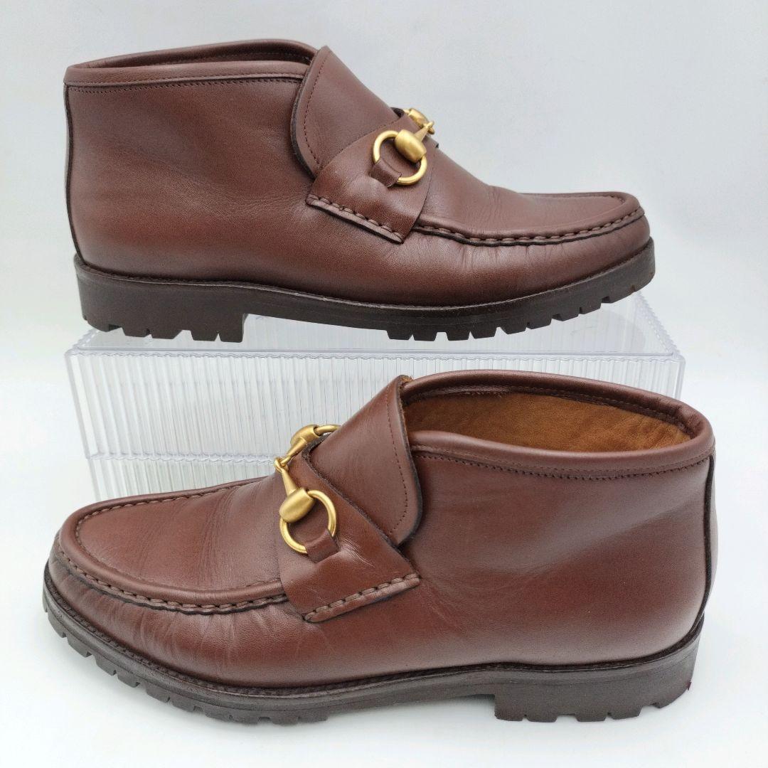 GUCCI グッチ ホースビット 厚底 ローファー ブラウン UK7 本革