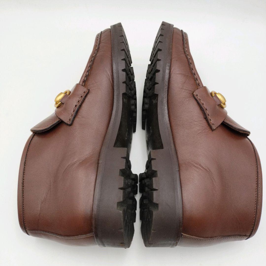 GUCCI グッチ ホースビット 厚底 ローファー ブラウン UK7 本革
