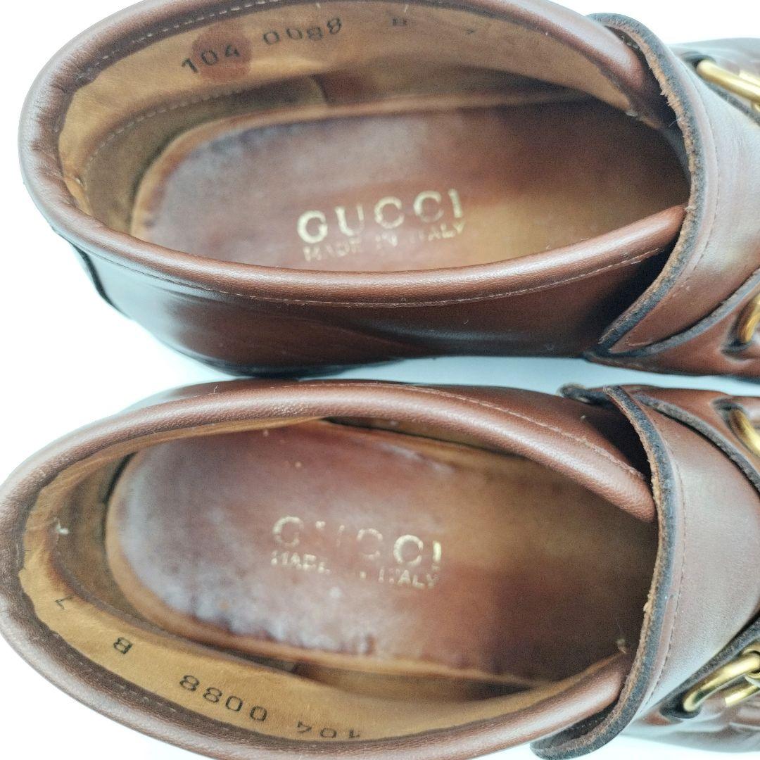 GUCCI グッチ ホースビット 厚底 ローファー ブラウン UK7 本革