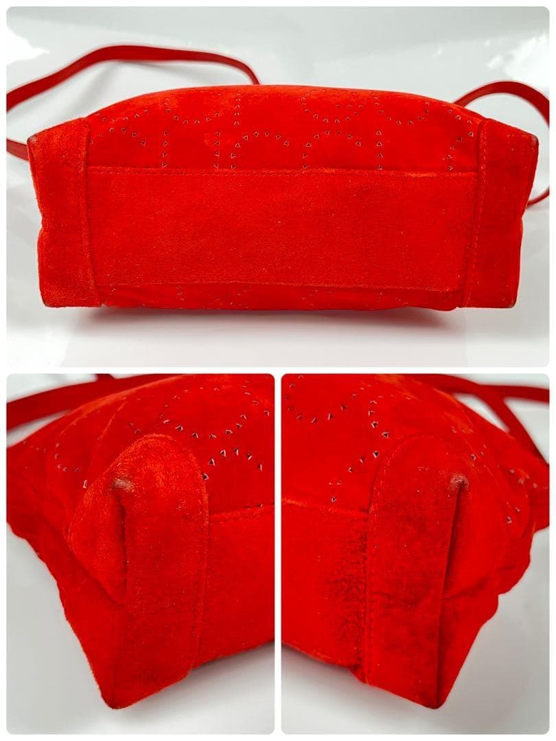 【極美品】GUCCIグッチ スエード ショルダーバッグ レッド GG柄 斜めがけ