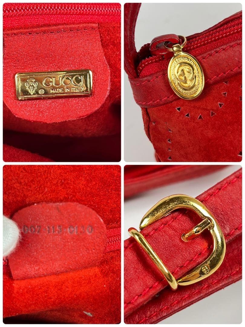 【極美品】GUCCIグッチ スエード ショルダーバッグ レッド GG柄 斜めがけ