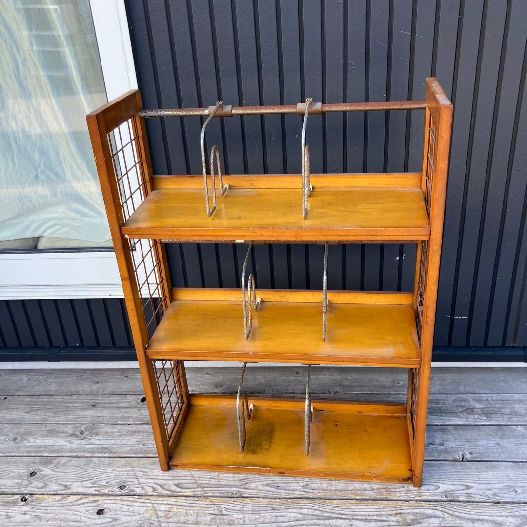 昭和レトロ ミッドセンチュリー 3段 木製オープンラック 本棚 飾り棚 古家具