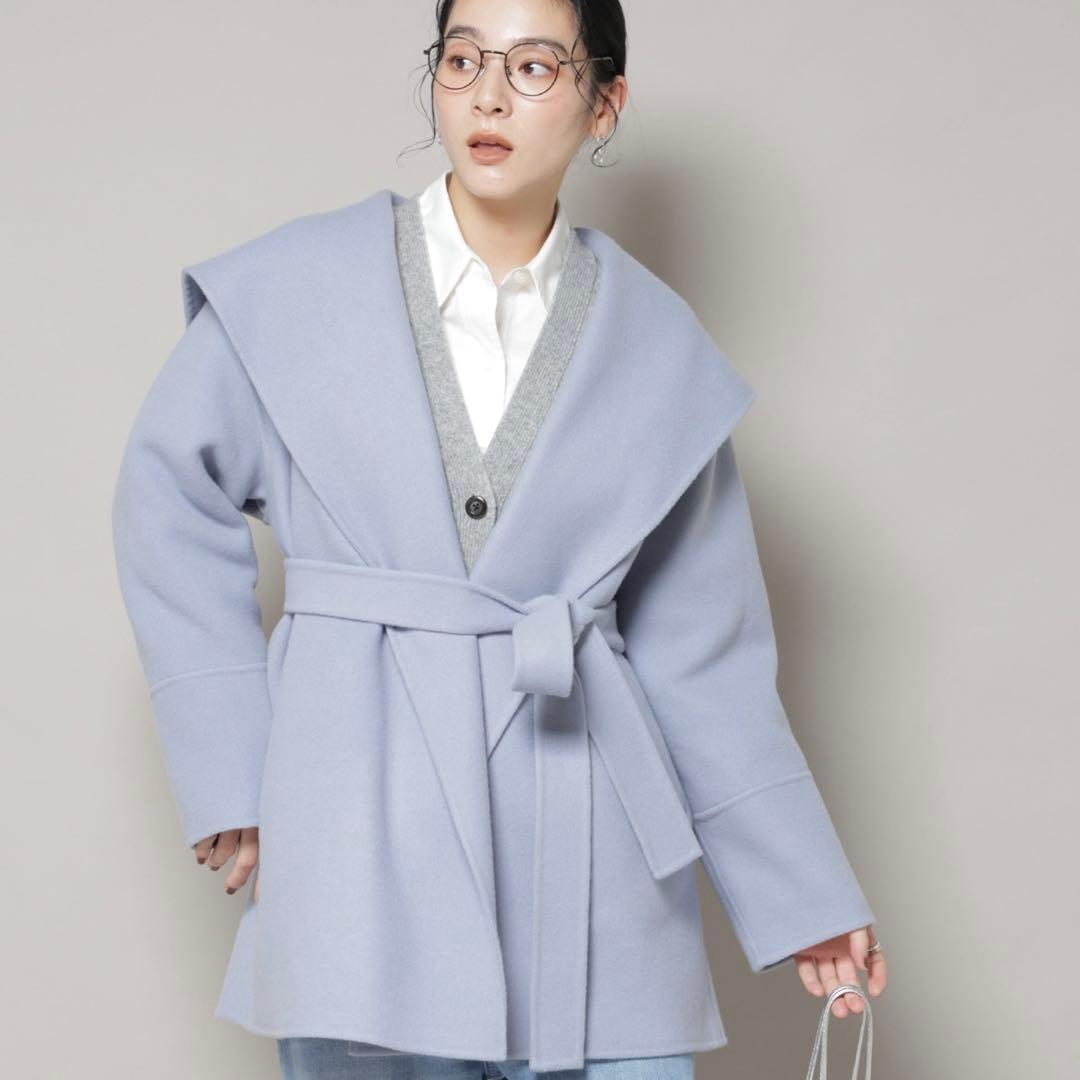 【未使用】Nano universe ウールリバーショールミディコート　S