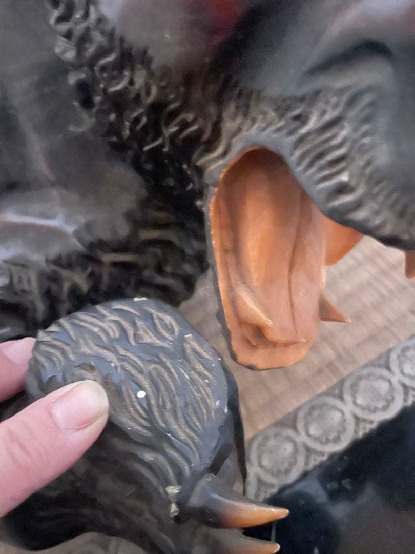 木製クマ彫刻 置物 特大