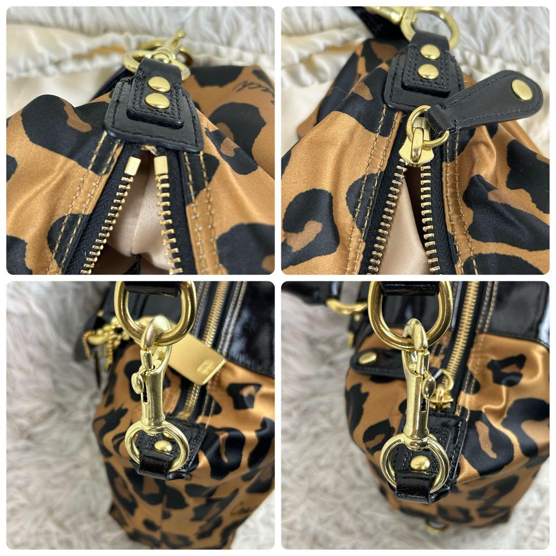 ✨極美品 コーチ マディソン ナイロン パテントレザー レオパード 2way