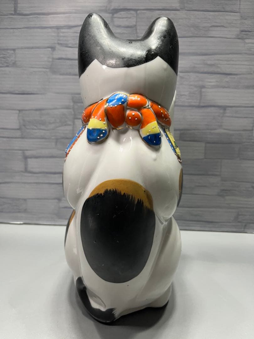 大正〜昭和初期　瀬戸　招き猫　ビッグサイズ　高さ　29cm