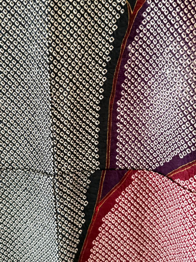 総絞り 訪問着 正絹 枝葉模様 幾何学文様 身丈155cm (新品未着用品)