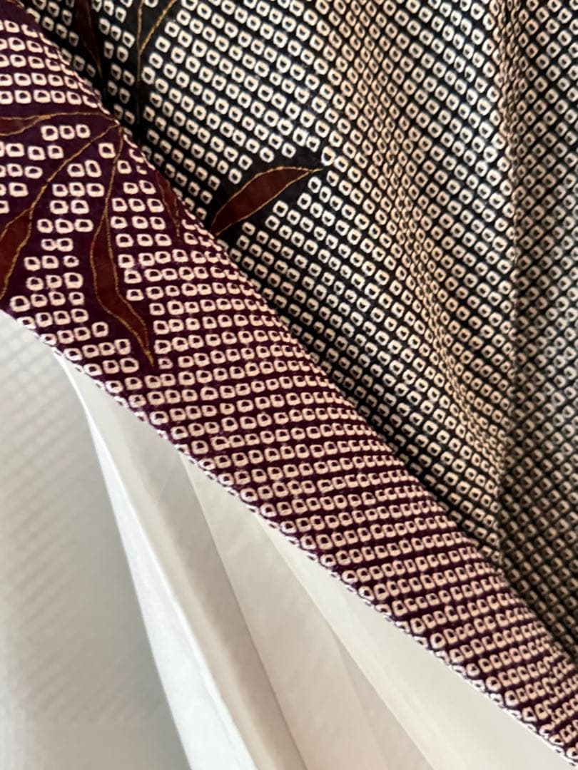 総絞り 訪問着 正絹 枝葉模様 幾何学文様 身丈155cm (新品未着用品)