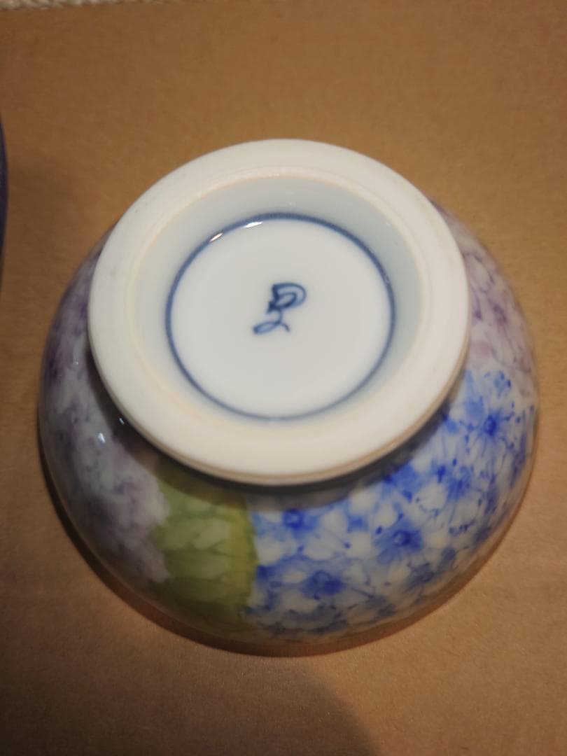 【新品未使用】入手困難作家！春うらら『伊藤早苗』最上位作 釉下彩紫陽花蓋物 共箱