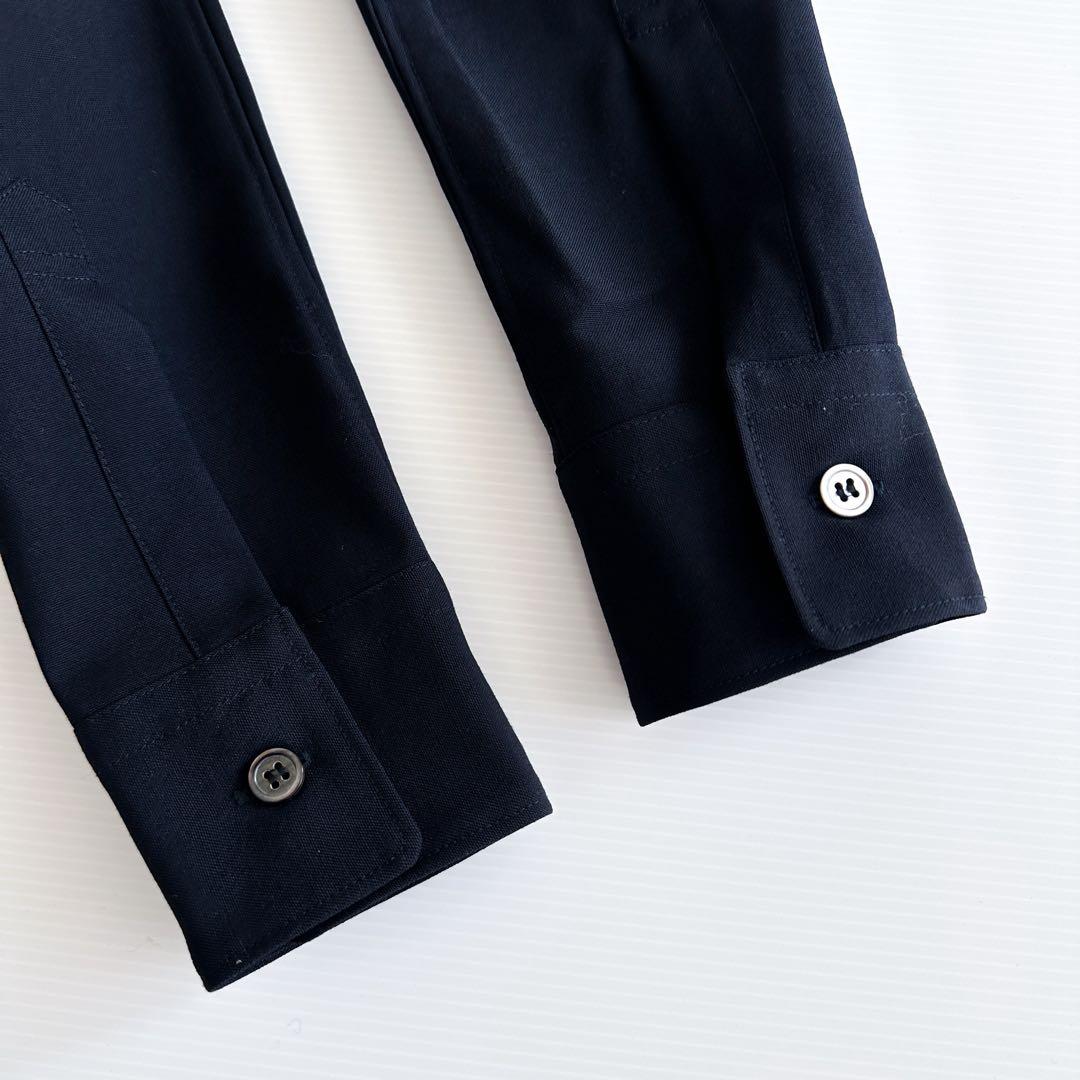 【美品】ローブドシャンブル コムデギャルソン / ウール丸襟シャツ 紺 S