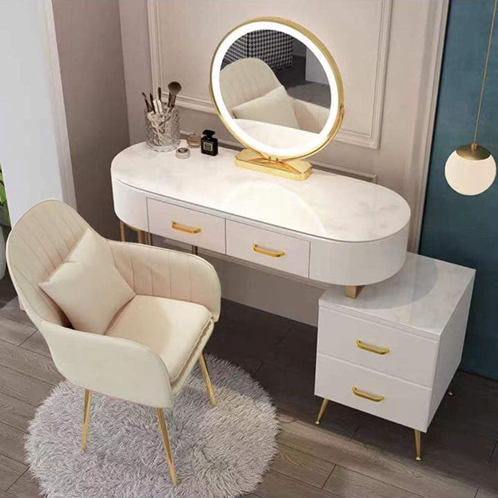 ドレッサー 北欧風 ガラス天板　100cm 鏡台 化粧台