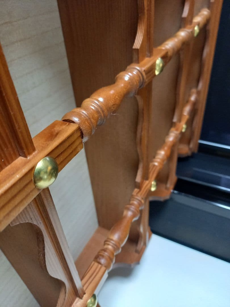 希少　1970's　コロニアル　スピンドル　ウッド　オープン　ウォール　ラック