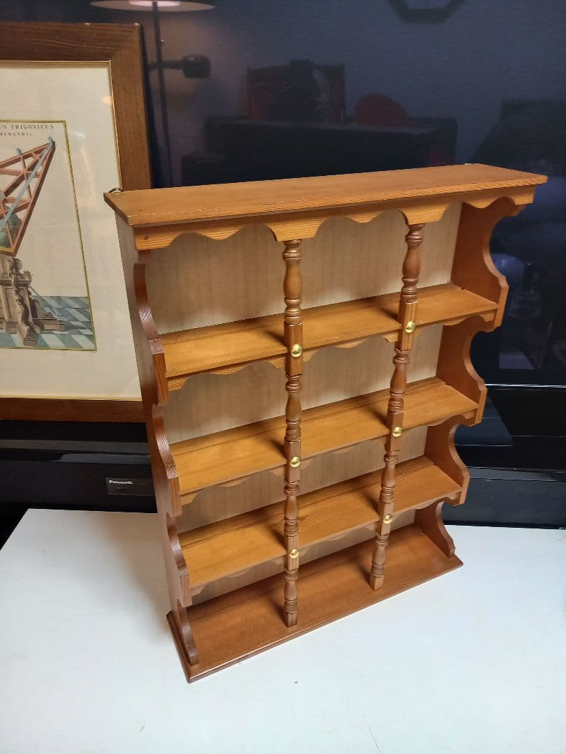 希少　1970's　コロニアル　スピンドル　ウッド　オープン　ウォール　ラック