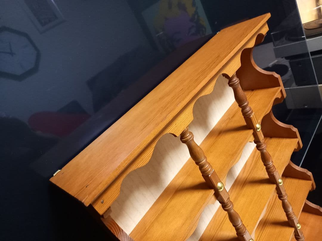 希少　1970's　コロニアル　スピンドル　ウッド　オープン　ウォール　ラック