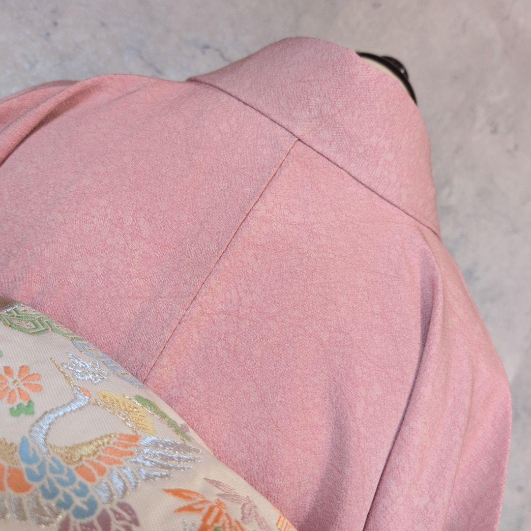 色無地　着物　フルセット　正絹　ピンク　スモールサイズ　Sサイズ　着物美品　F2