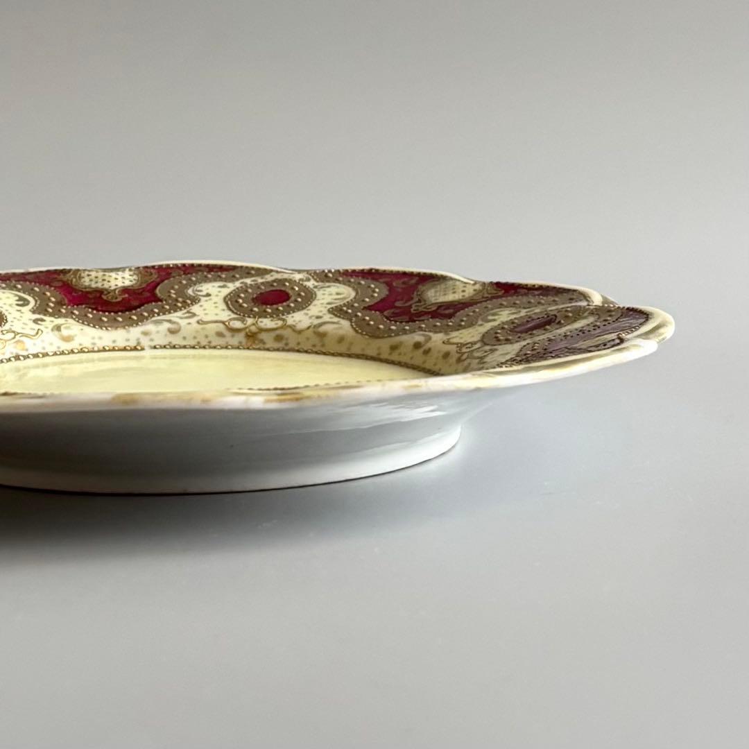 英国製アンティーク 1880年代　ロイヤルウースター　深紅と盛上げ金彩【稀少品】