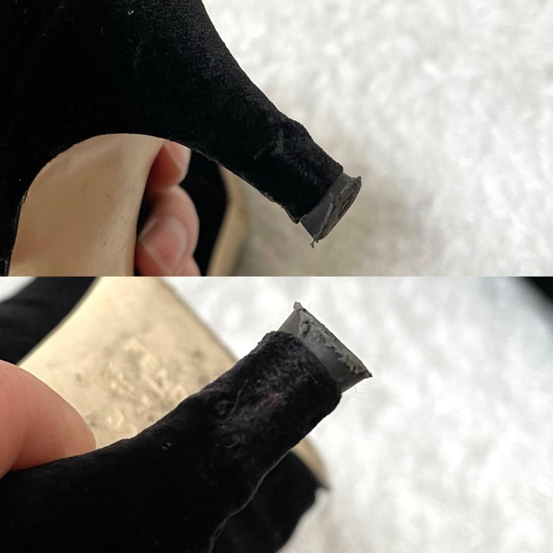 良品 FENDI　ロゴ入りソックスブーツ 37サイズ　24cm相当　スエード 黒