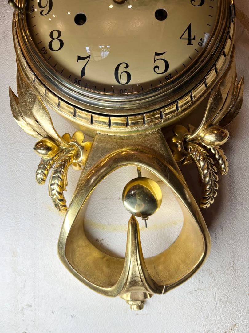 ユニーク型　ドイツ？　柱時計　古時計　振り子　アンティーク　レトロ　ゼンマイ