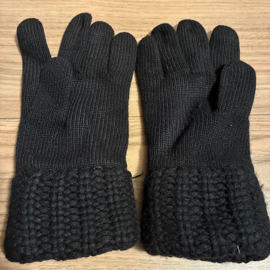 CHANEL 黒 ニット手袋 ロゴデザイン